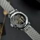 Женские механические часы Awarder 028L Silver-Black Де би не була с серебристым стальным браслетом