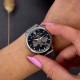 Женские механические часы Awarder 028L Silver-Black Де би не була с серебристым стальным браслетом