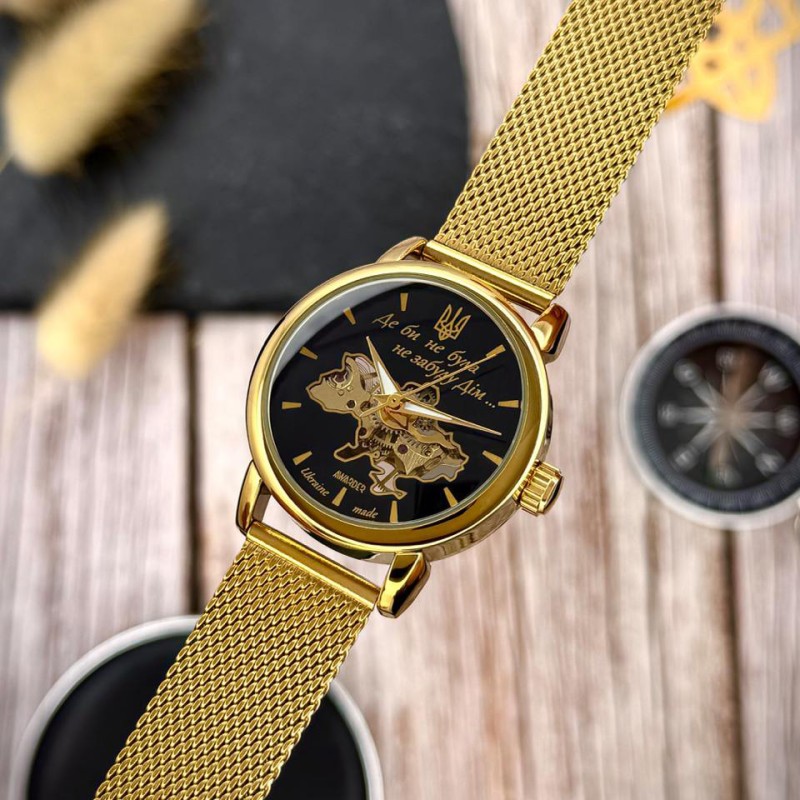 Женские механические часы Awarder 028L Gold-Black Де би не була с автоподзаводом и браслетом