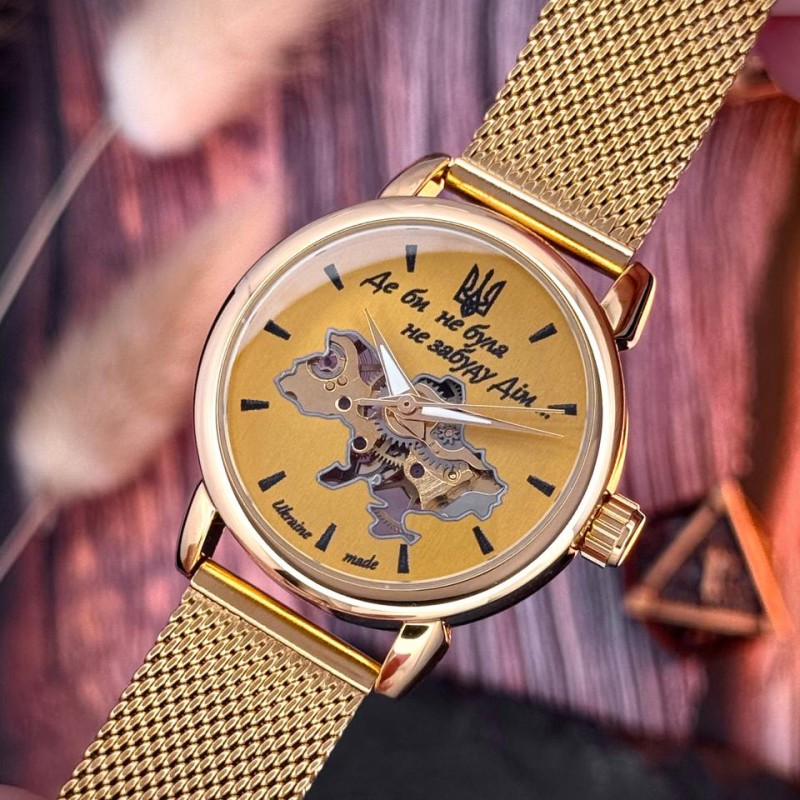 Женские механические часы Awarder 028L All Gold Де би не была с автоподзаводом и золотистым браслетом