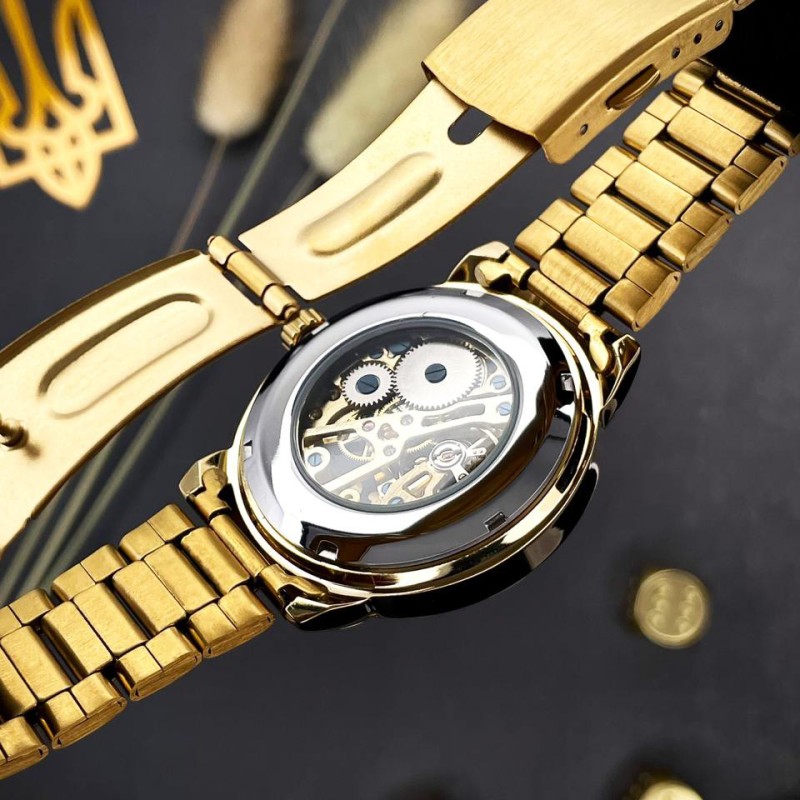Чоловічий механічний годинник Awarder 022 Gold-Black Metall Не Забуду Дім з автопідзаводом