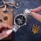 Мужские механические часы Awarder 022 Silver-Black Mechanic Metall Не Забуду Дим со стальным браслетом