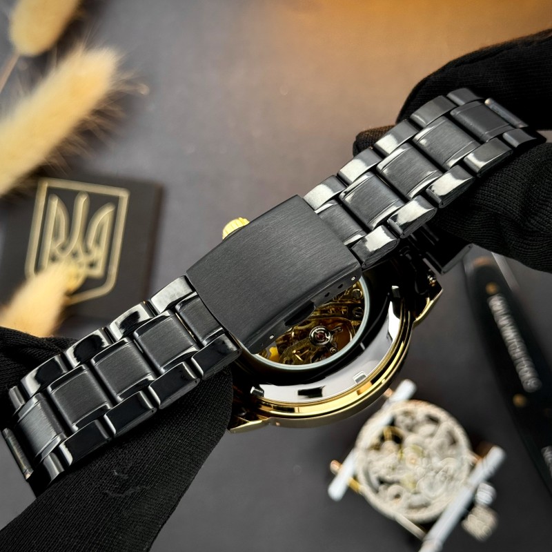 Чоловічий механічний годинник Awarder 022 Black-Gold Metall Не Забуду Дім з автопідзаводом