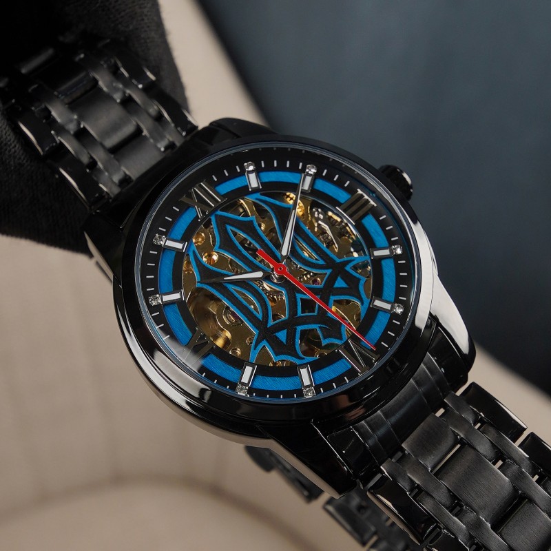 Мужские механические часы Awarder 025 Sharp Black-Blue с автоподзаводом и минеральным стеклом