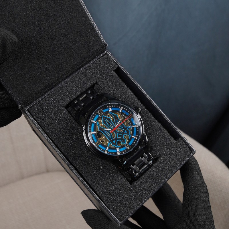 Мужские механические часы Awarder 025 Sharp Black-Blue с автоподзаводом и минеральным стеклом