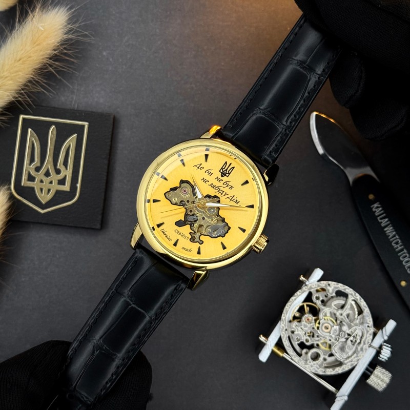 Мужские механические часы Awarder 022-3D Не Забуду Дим Gold-Gold Automatics с автоподзаводом