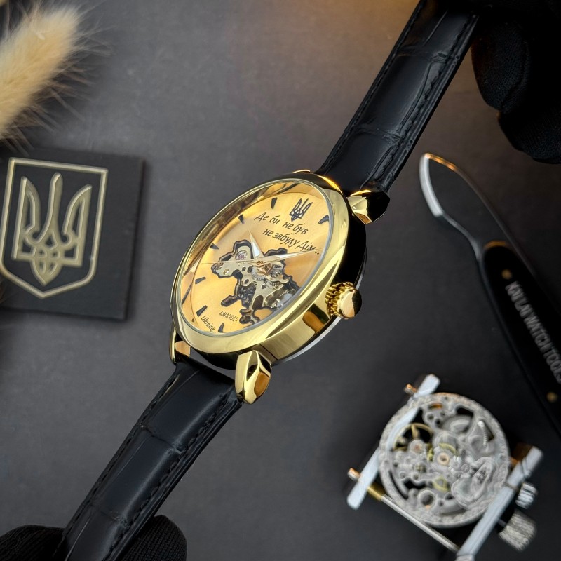 Мужские механические часы Awarder 022-3D Не Забуду Дим Gold-Gold Automatics с автоподзаводом