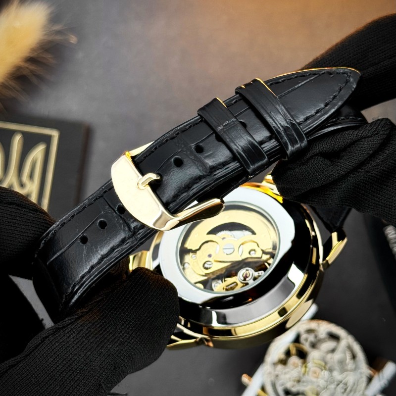 Мужские механические часы Awarder 022-3D Не Забуду Дім Gold-Black с автоподзаводом