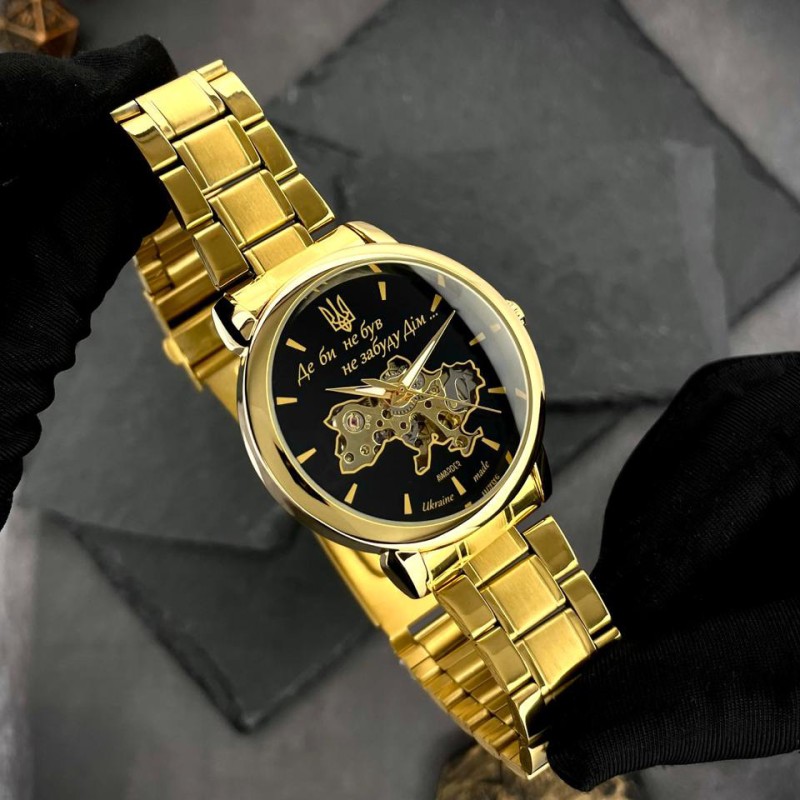 Мужские механические часы Awarder 022 Gold-Black Automatics Metal Не Забуду Дім с автоподзаводом