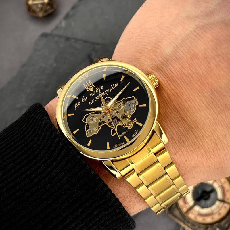 Мужские механические часы Awarder 022 Gold-Black Automatics Metal Не Забуду Дім с автоподзаводом