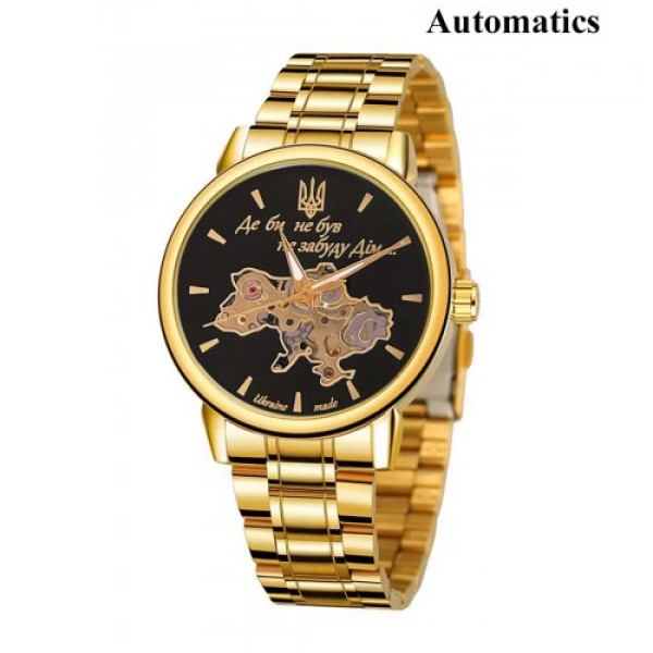 Мужские механические часы Awarder 022 Gold-Black Automatics Metal Не Забуду Дім с автоподзаводом