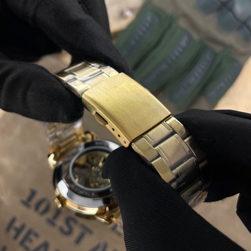 Мужские механические часы Awarder 022 Gold-Gold Automatics Metall с автоподзаводом и гравировкой Не Забуду Дім