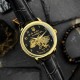 Мужские механические часы Awarder 022 Не Забуду Дім Gold-Black с автоподзаводом и кожаным ремешком