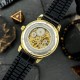 Мужские механические часы Awarder 022 Не Забуду Дім Gold-Black с автоподзаводом и кожаным ремешком