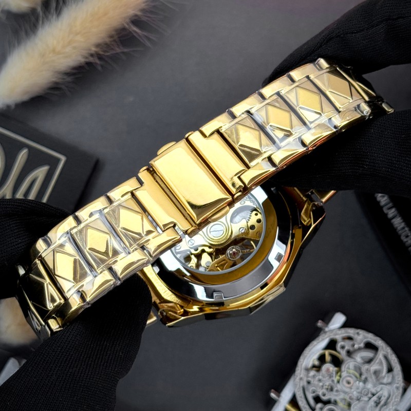 Мужские механические часы Awarder 024GD Тризуб Gold с автоподзаводом и стальным браслетом