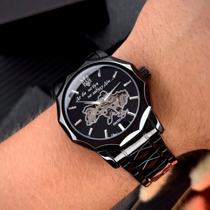 Мужские механические часы Awarder 024 Не Забуду Black Steel Automatics с автоподзаводом