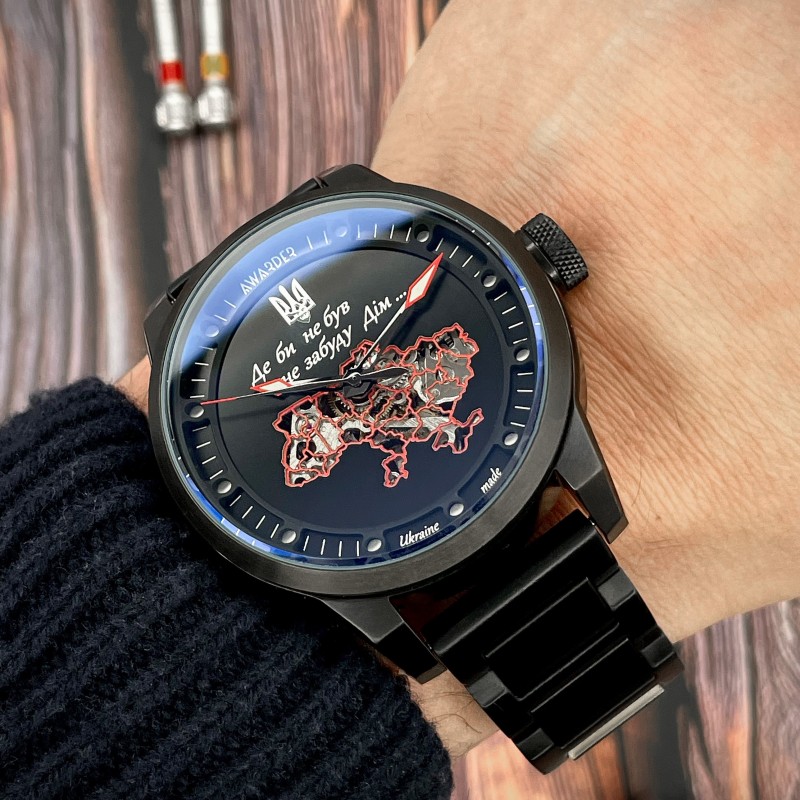 Мужские механические часы Awarder 058 Де би не був All Black Steel с сапфировым стеклом