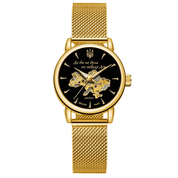 Женские механические часы Awarder 028-3D Де би не була Gold-Black с автоподзаводом
