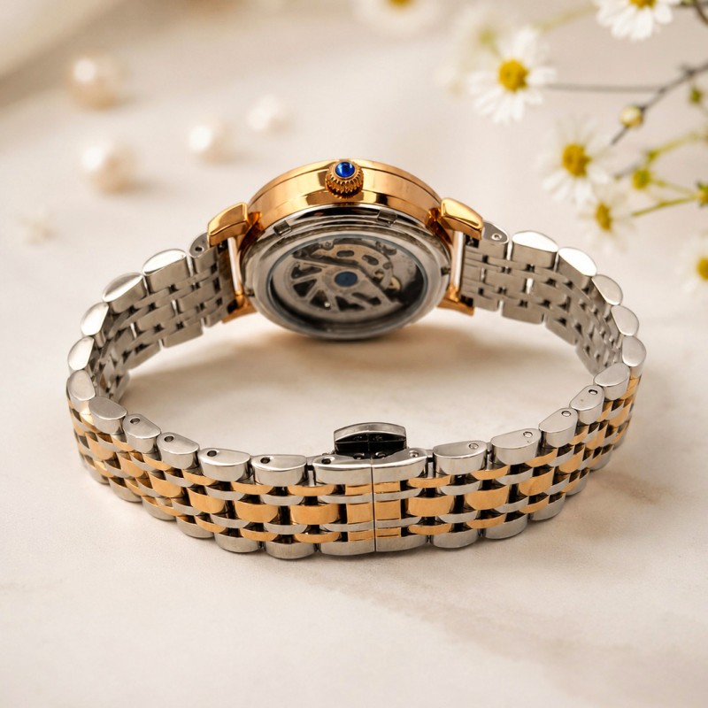 Женские механические часы Awarder 047 Де би не була Silver-Gold-Pearl с автоподзаводом и перламутровым циферблатом