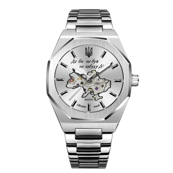 Мужские механические часы Awarder 026-3D Де би не був Silver-White с автоподзаводом и стальным браслетом