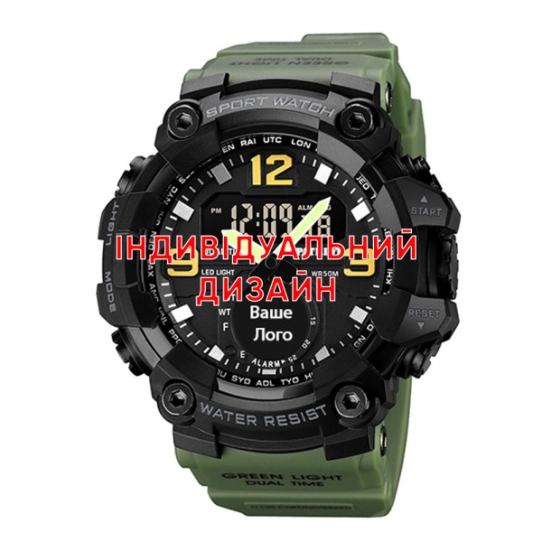 Мужские тактические часы Awarder 003 Army Green с комбинированным циферблатом и защитой 5 ATM
