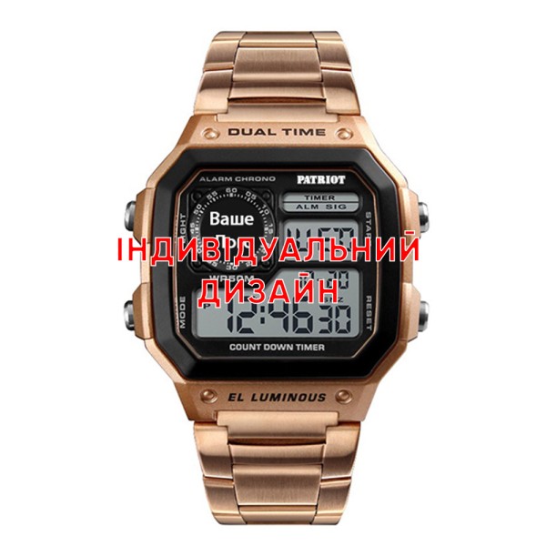 Чоловічий годинник Awarder 011 Rose Gold Steel з електронним циферблатом та браслетом кольору рожеве золото
