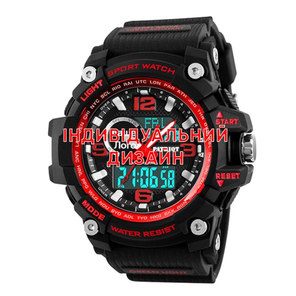 Наручний годинник Awarder 012 Black-Red з індивідуальним дизайном та чорно-червоним корпусом