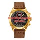 Чоловічий годинник Awarder 016 Gold-Black-Brown з хронографом та шкіряним ремінцем