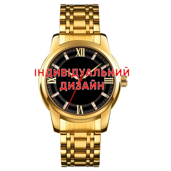 Чоловічий механічний годинник Awarder 025 Gold-Black з автопідзаводом та сталевим браслетом