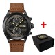 Мужские наручные часы Awarder 016 Black-Brown с хронографом и кожаным ремешком