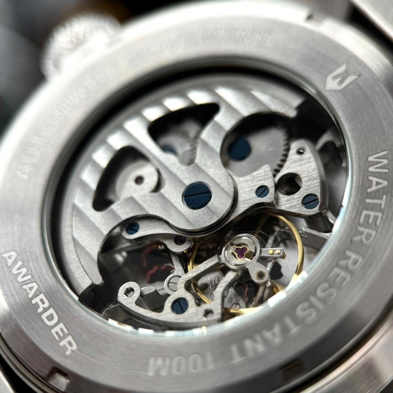 Мужские механические часы Awarder 058 Де би не був Silver-Black Steel с сапфировым стеклом