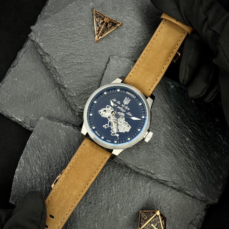 Мужские механические часы Awarder 058 Де би не був Silver-White-Brown с автоподзаводом и сапфировым стеклом