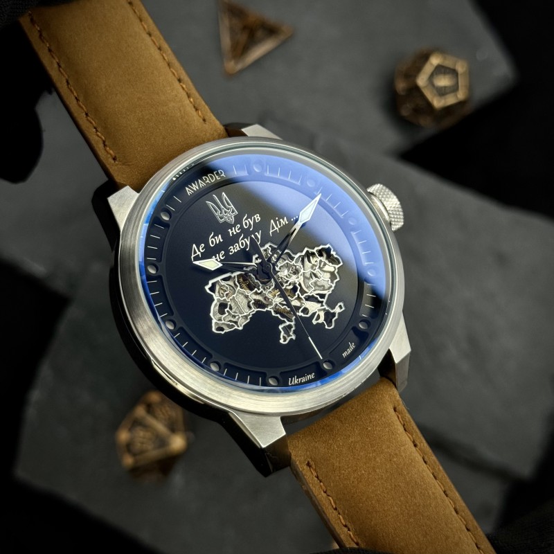 Мужские механические часы Awarder 058 Де би не був Silver-White-Brown с автоподзаводом и сапфировым стеклом