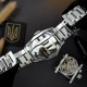 Часы наручные Awarder 023 Silver-Black Тризуб Серебро с гербом Украины и стальным браслетом