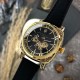 Женские механические часы Awarder 021-3D Де бы не была Gold-Black-Black Leather с автоподзаводом