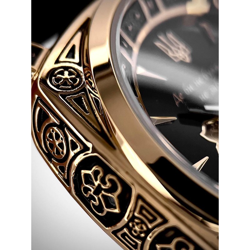 Женские механические часы Awarder 021-3D Де бы не была Gold-Black-Black Leather с автоподзаводом