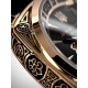 Женские механические часы Awarder 021-3D Де бы не была Gold-Black-Black Leather с автоподзаводом