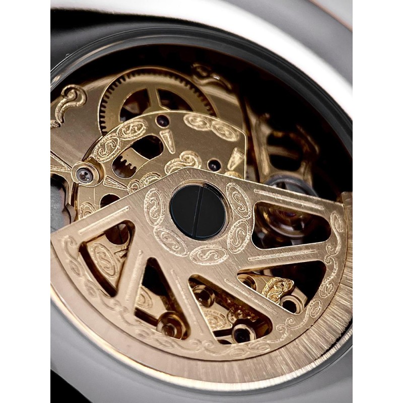 Женские механические часы Awarder 021-3D Де бы не была Gold-Black-Black Leather с автоподзаводом