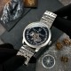Чоловічий механічний годинник Awarder 043 Де би не був Silver-Black Steel Automatic з сапфіровим склом