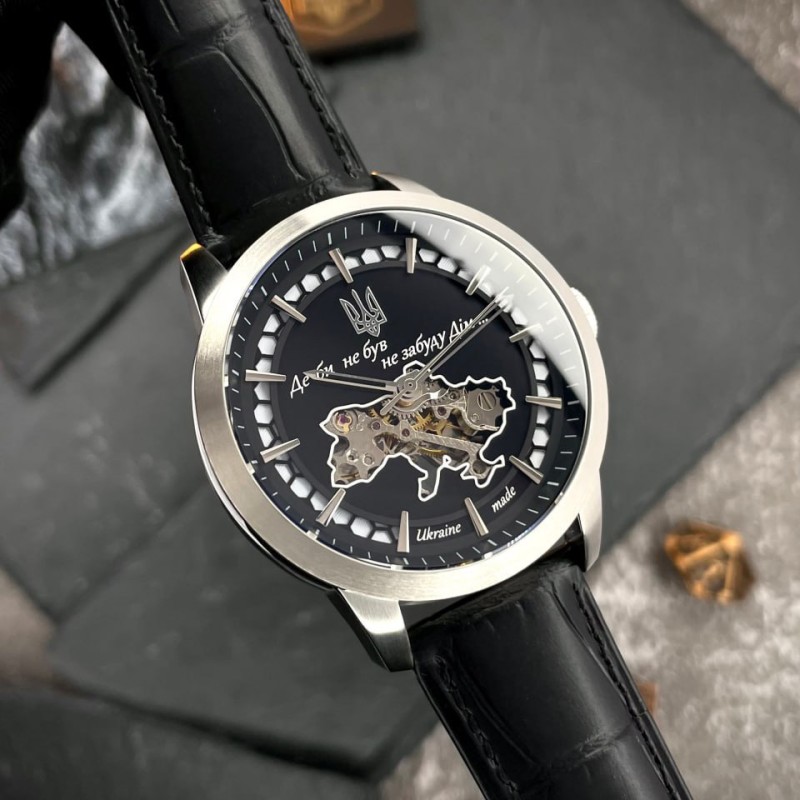 Мужские механические часы Awarder 043 Де би не був Silver-Black Automatic с сапфировым стеклом