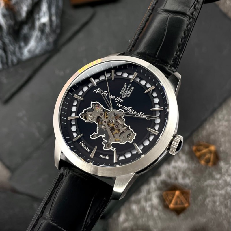 Мужские механические часы Awarder 043 Де би не був Silver-Black Automatic с сапфировым стеклом