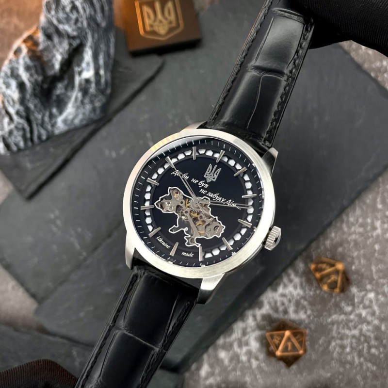 Мужские механические часы Awarder 043 Де би не був Silver-Black Automatic с сапфировым стеклом