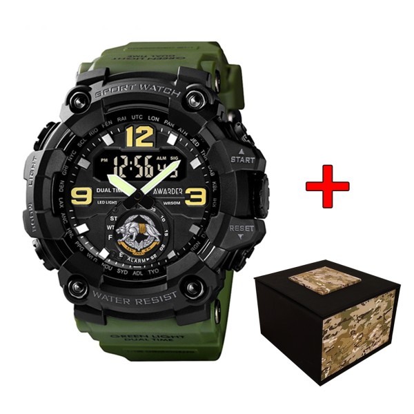 Чоловічий тактичний годинник Awarder 004 ССО Army Green з підсвічуванням та захистом 5 ATM
