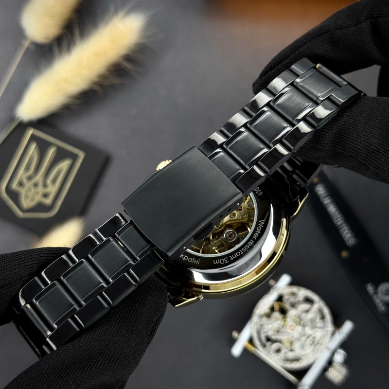 Чоловічий механічний годинник Awarder 022-3D Black-Gold Automatics Steel Не Забуду Дім з автопідзаводом