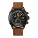 Мужские наручные часы Awarder 016 Black-Brown с золотым Трезубцем и коричневым ремешком