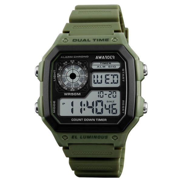 Мужские наручные часы Awarder 010AG Army Green в стиле милитари (SKU: 1202-0924)