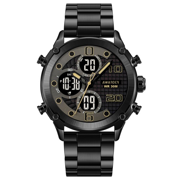 Мужские наручные часы Awarder 017SBKBK Black-Black Steel с металлическим браслетом