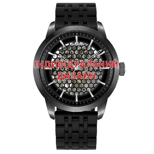 Мужские часы Awarder 043 Black Steel с автоподзаводом и сапфировым стеклом
