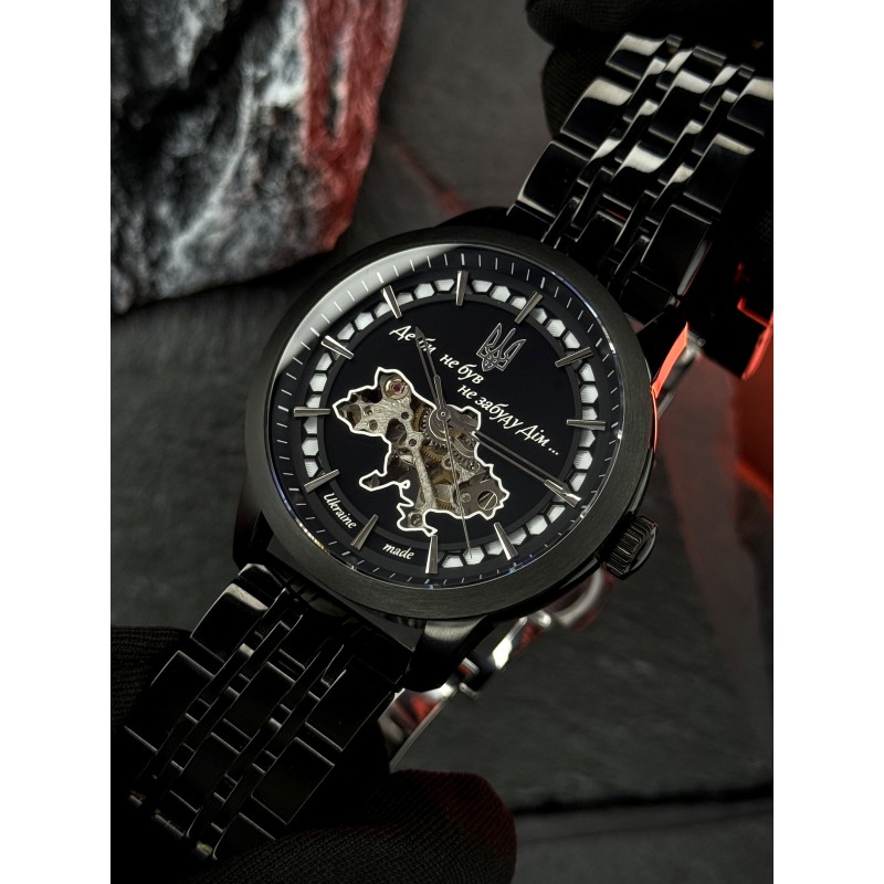 Мужские механические часы Awarder 043 Де би не був All Black Steel Automatic с сапфировым стеклом