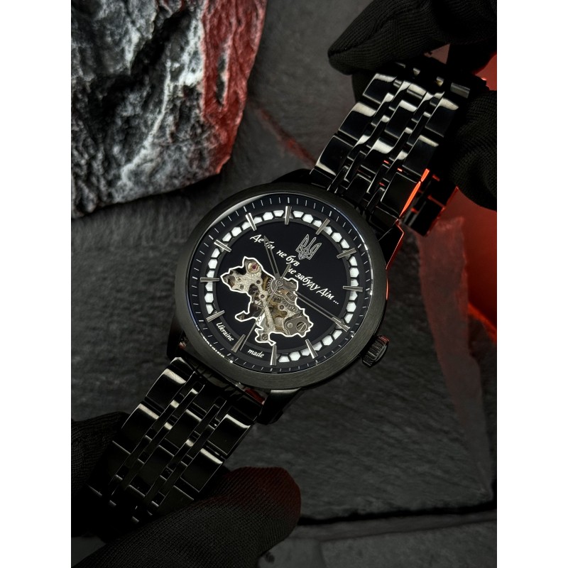 Мужские механические часы Awarder 043 Де би не був All Black Steel Automatic с сапфировым стеклом